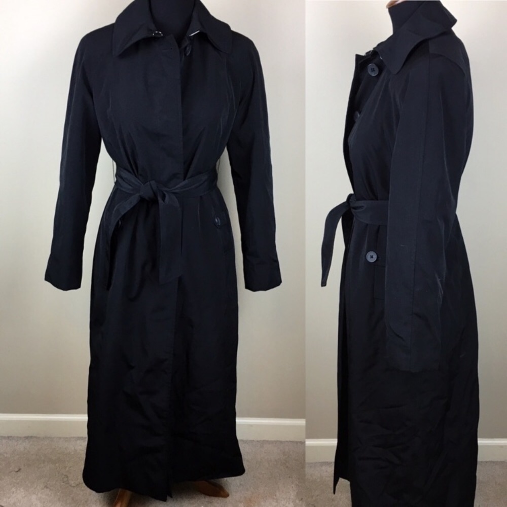 London Fog lunes black trench coat long size 4p